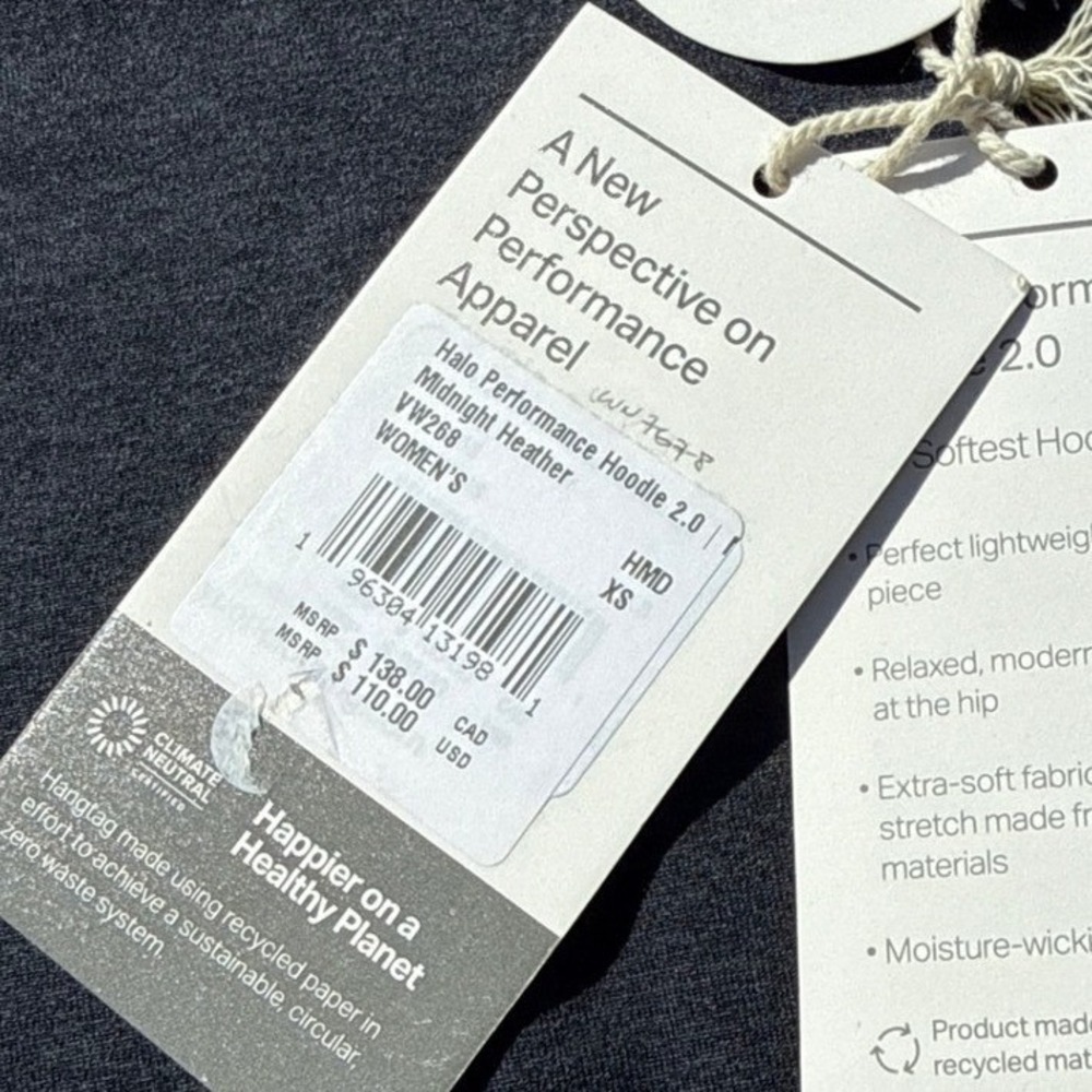 VUORI Halo Performance Hoodie MIDNIGHT HEATHER BLUE SIZE XS NWT - Picture 4 of 5